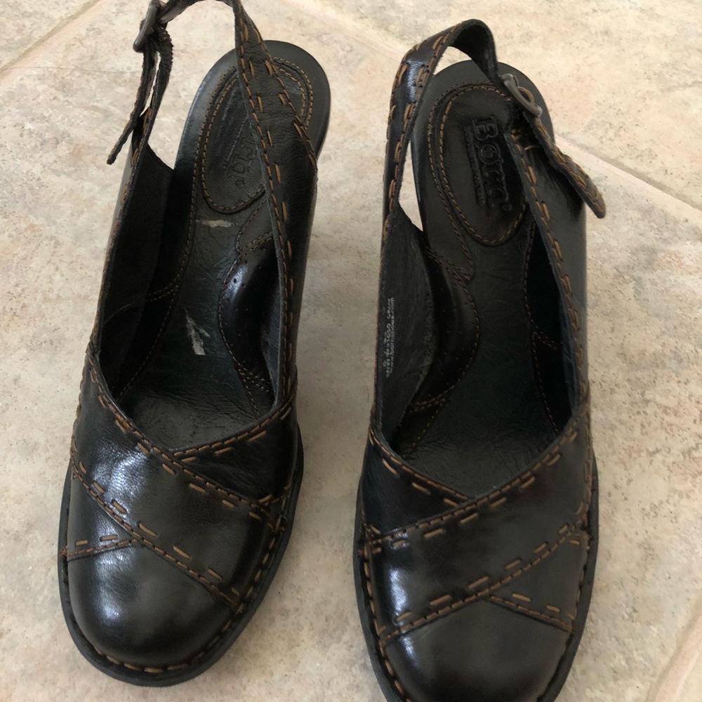 Black leather shoes